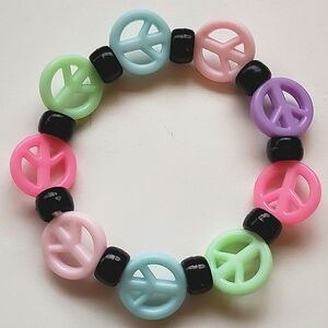 Handmade Pastel Rainbow Peace Kandi Bracelet